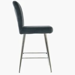Waldorf Dark Grey Velvet Chrome Leg Breakfast Stool -Furniture Specialty Store waldorf dark grey velvet chrome leg 2