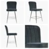 Waldorf Dark Grey Velvet Chrome Leg Breakfast Stool -Furniture Specialty Store waldorf dark grey velvet chrome leg 4