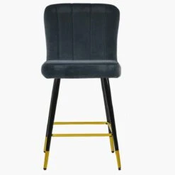 Waldorf Dark Grey Velvet Black Gold Leg Barstool -Furniture Specialty Store waldorf dark grey velvet gold tip 1 1