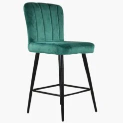 Waldorf Green Velvet Black Leg Barstool -Furniture Specialty Store waldorf green velvet black leg 3