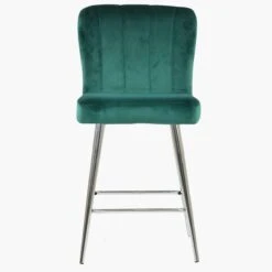 Waldorf Green Velvet Chrome Leg Bar Stool -Furniture Specialty Store waldorf green velvet chrome leg 2