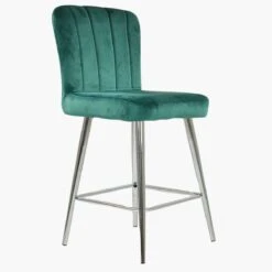 Waldorf Green Velvet Chrome Leg Bar Stool -Furniture Specialty Store waldorf green velvet chrome leg 3