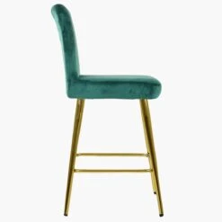 Waldorf Green Velvet Gold Leg Breakfast Stool -Furniture Specialty Store waldorf green velvet gold leg 1