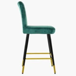 Waldorf Green Velvet Black Gold Leg Kitchen Stool -Furniture Specialty Store waldorf green velvet gold tip leg 1