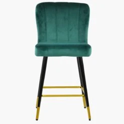 Waldorf Green Velvet Black Gold Leg Kitchen Stool -Furniture Specialty Store waldorf green velvet gold tip leg 2