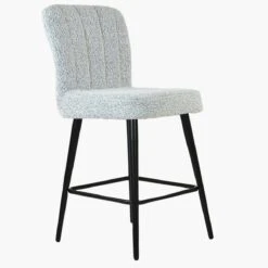 Waldorf Grey Boucle Black Leg Breakfast Stool -Furniture Specialty Store waldorf grey boucle black leg 1