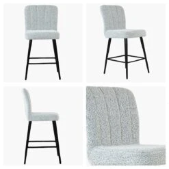 Waldorf Grey Boucle Black Leg Breakfast Stool