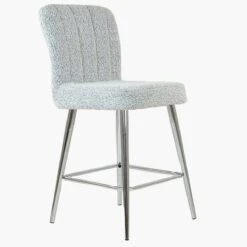 Waldorf Grey Boucle Chrome Leg Bar Stool -Furniture Specialty Store waldorf grey boucle chrome leg 1
