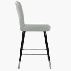 Waldorf Grey Faux Leather Black Silver Leg Barstool -Furniture Specialty Store waldorf grey pu silver tip 3