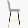 Waldorf Grey Faux Leather Black Gold Leg Kitchen Stool -Furniture Specialty Store waldorf light grey pu gold tip 1 1