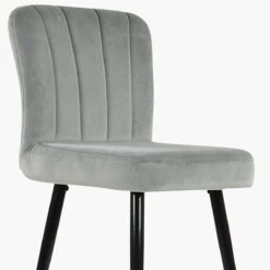 Waldorf Grey Velvet Black Leg Kitchen Stool