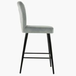 Waldorf Grey Velvet Black Leg Kitchen Stool -Furniture Specialty Store waldorf light grey velvet black leg 4 1