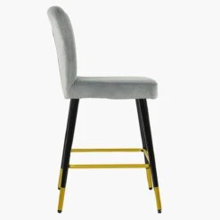 Waldorf Grey Velvet Black Gold Leg Barstool -Furniture Specialty Store waldorf light grey velvet gold tip 1