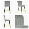 Waldorf Grey Velvet Black Gold Leg Barstool -Furniture Specialty Store waldorf light grey velvet gold tip 4 1