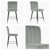 Waldorf Grey Velvet Black Silver Leg Bar Stool -Furniture Specialty Store waldorf light grey velvet silver tip 4