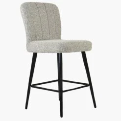 Waldorf Stone Grey Boucle Black Leg Kitchen Stool -Furniture Specialty Store waldorf stone boucle black leg 1