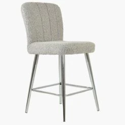 Waldorf Stone Grey Boucle Chrome Leg Breakfast Stool -Furniture Specialty Store waldorf stone boucle chrome leg 1