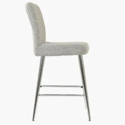 Waldorf Stone Grey Boucle Chrome Leg Breakfast Stool -Furniture Specialty Store waldorf stone boucle chrome leg 2