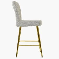 Waldorf Stone Grey Boucle Gold Leg Barstool -Furniture Specialty Store waldorf stone boucle gold leg 2