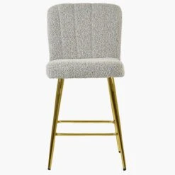 Waldorf Stone Grey Boucle Gold Leg Barstool -Furniture Specialty Store waldorf stone boucle gold leg 3
