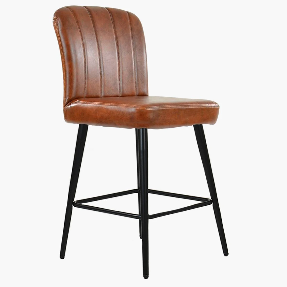 Waldorf Vintage Brown Faux Leather Black Leg Barstool - Image 4