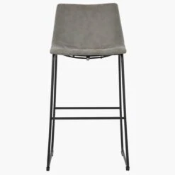 Wyatt Vintage Grey Faux Leather Black Leg Bar Stool