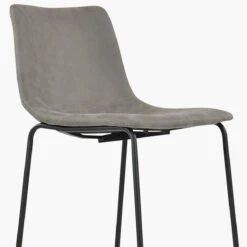 Wyatt Vintage Grey Faux Leather Black Leg Bar Stool -Furniture Specialty Store wyatt light grey 24