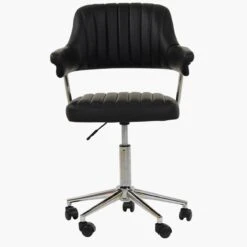 Yale Black Faux Leather Small Swivel Desk Chair