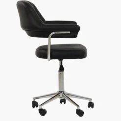 Yale Black Faux Leather Small Swivel Desk Chair -Furniture Specialty Store yale black 3
