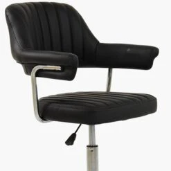 Yale Black Faux Leather Small Swivel Desk Chair -Furniture Specialty Store yale black 4