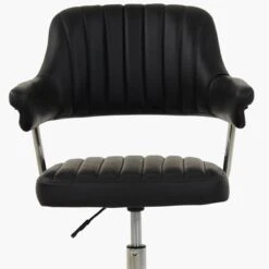 Yale Black Faux Leather Small Swivel Desk Chair -Furniture Specialty Store yale black 5