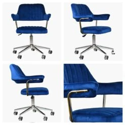 Yale Blue Velvet Swivel Home Office Chair