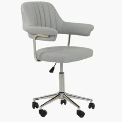 Yale Grey Leather Small Swivel Desk Chair -Furniture Specialty Store yale grey 1 1