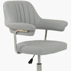 Yale Grey Leather Small Swivel Desk Chair -Furniture Specialty Store yale grey 5 1