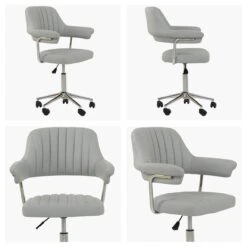 Yale Grey Leather Small Swivel Desk Chair