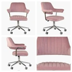 Yale Pink Velvet Swivel Home Office Chair