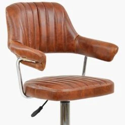 Yale Vintage Brown Leather Small Home Swivel Office Chair -Furniture Specialty Store yale vintage brown 4