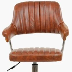 Yale Vintage Brown Leather Small Home Swivel Office Chair -Furniture Specialty Store yale vintage brown 5