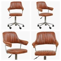 Yale Vintage Brown Leather Small Home Swivel Office Chair -Furniture Specialty Store yale vintage brown white 1