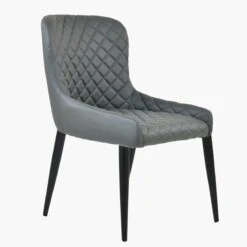 Heron Dark Grey Faux Leather Dining Chair With Black Legs -Furniture Specialty Store z heron dark grey pu black 2