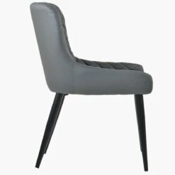 Heron Dark Grey Faux Leather Dining Chair With Black Legs