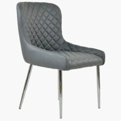 Heron Dark Grey Faux Leather Dining Chair With Chrome Legs 9 Heron Dark Grey Faux Leather Dining Chair With Chrome Legs -Furniture Specialty Store z heron dark grey pu chrome 2