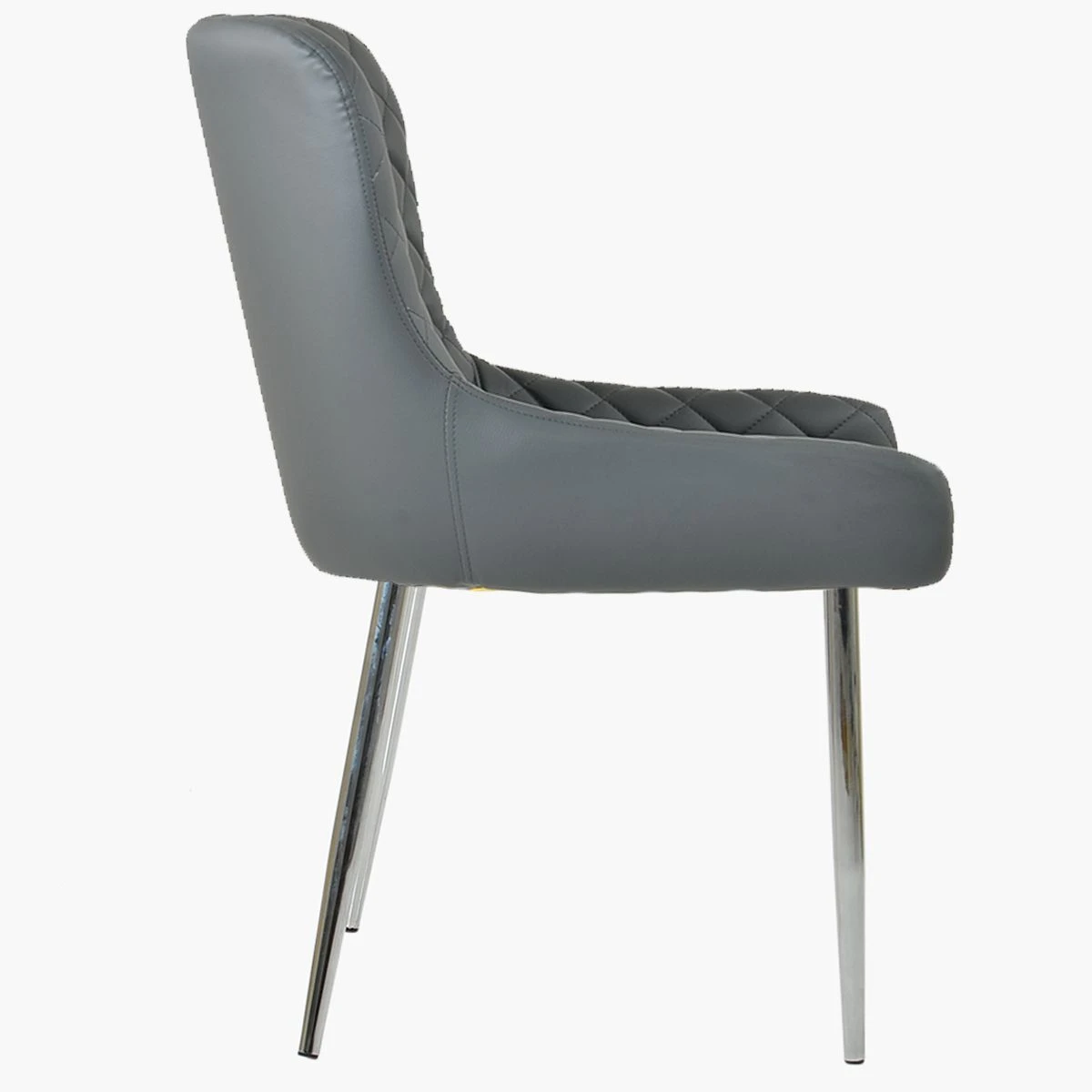 Heron Dark Grey Faux Leather Dining Chair With Chrome Legs 3 Heron Dark Grey Faux Leather Dining Chair With Chrome Legs