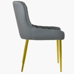 Heron Dark Grey Faux Leather Dining Chair With Gold Legs -Furniture Specialty Store z heron dark grey pu gold 3