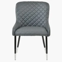 Heron Dark Grey Faux Leather Dining Chair With Black Silver Legs -Furniture Specialty Store z heron dark grey pu silve tip 1
