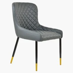 Heron Dark Grey Faux Leather Dining Chair With Black Gold Legs