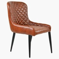 Heron Vintage Brown Leather Dining Chair With Black Legs -Furniture Specialty Store z heron vintage brown black 2