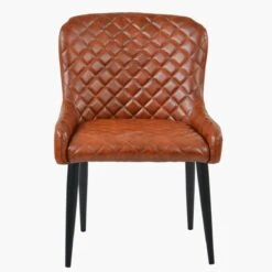 Heron Vintage Brown Leather Dining Chair With Black Legs -Furniture Specialty Store z heron vintage brown black 3