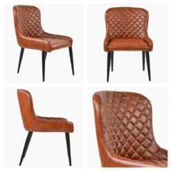 Heron Vintage Brown Leather Dining Chair With Black Legs -Furniture Specialty Store z heron vintage brown black white