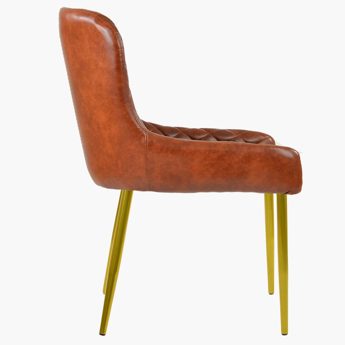 Heron Vintage Brown Leather Dining Chair With Gold Legs - Image 4